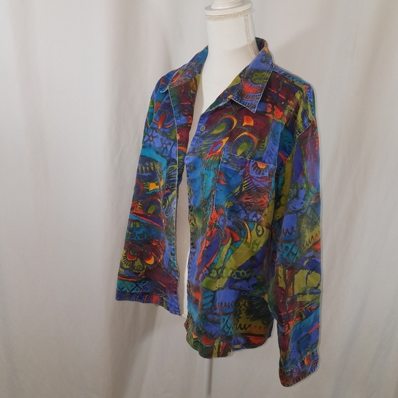 Chico's Tops - Chico's Abstract Faux Suede Button Down See Measurements (L?)